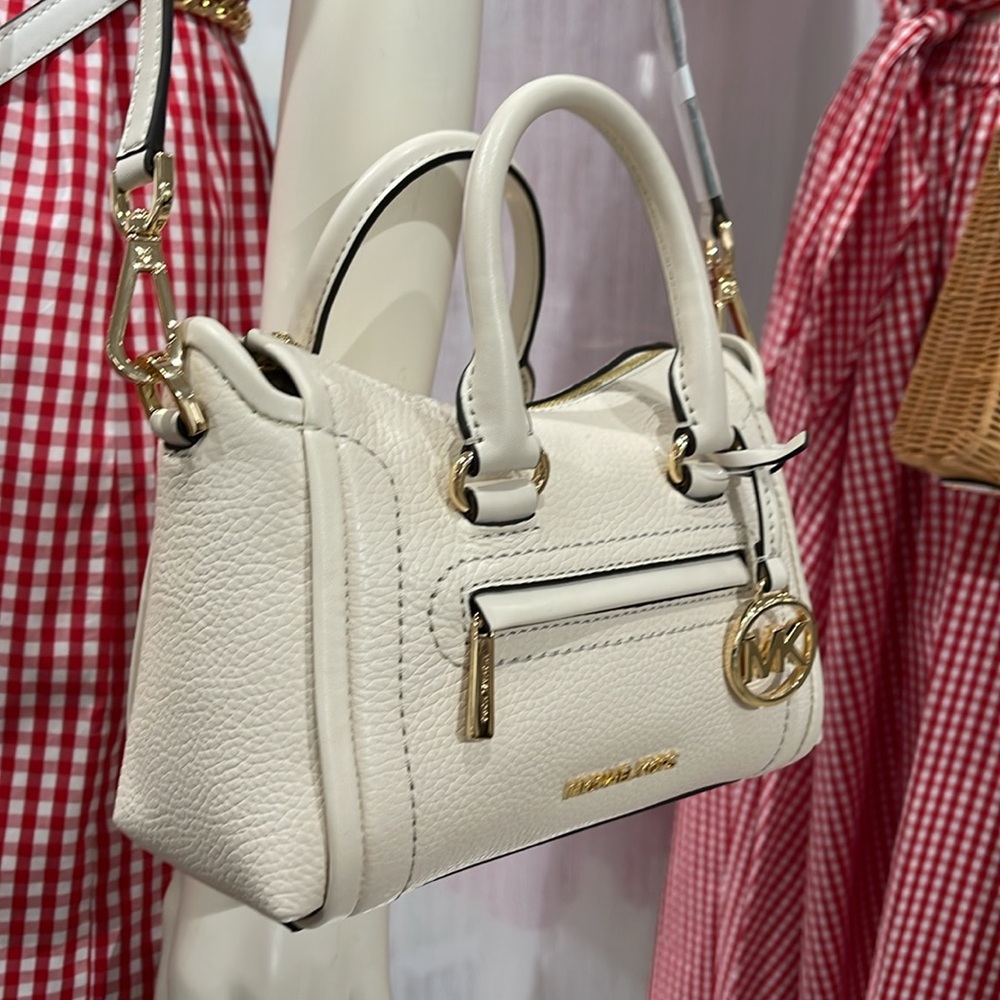 Michael Kors Carine Extra-Small Pebbled Leather Satchel Crossbody 
Lt Cream 
NWT - Picture 16 of 16